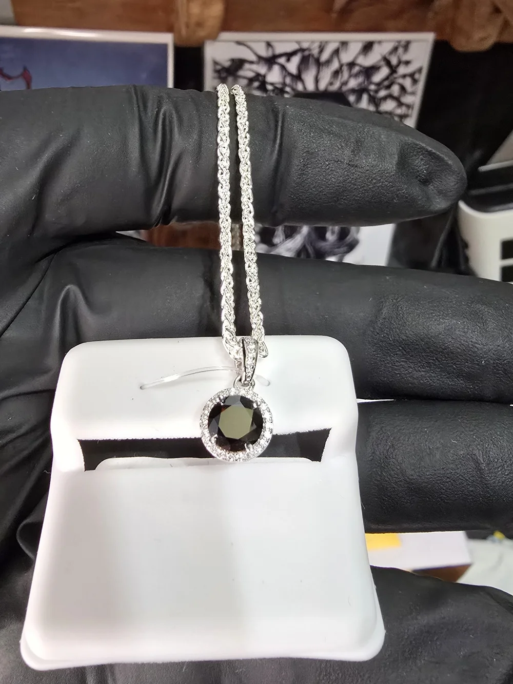 Sterling Silver Black Onyx Pendant Necklace - GRA Certified